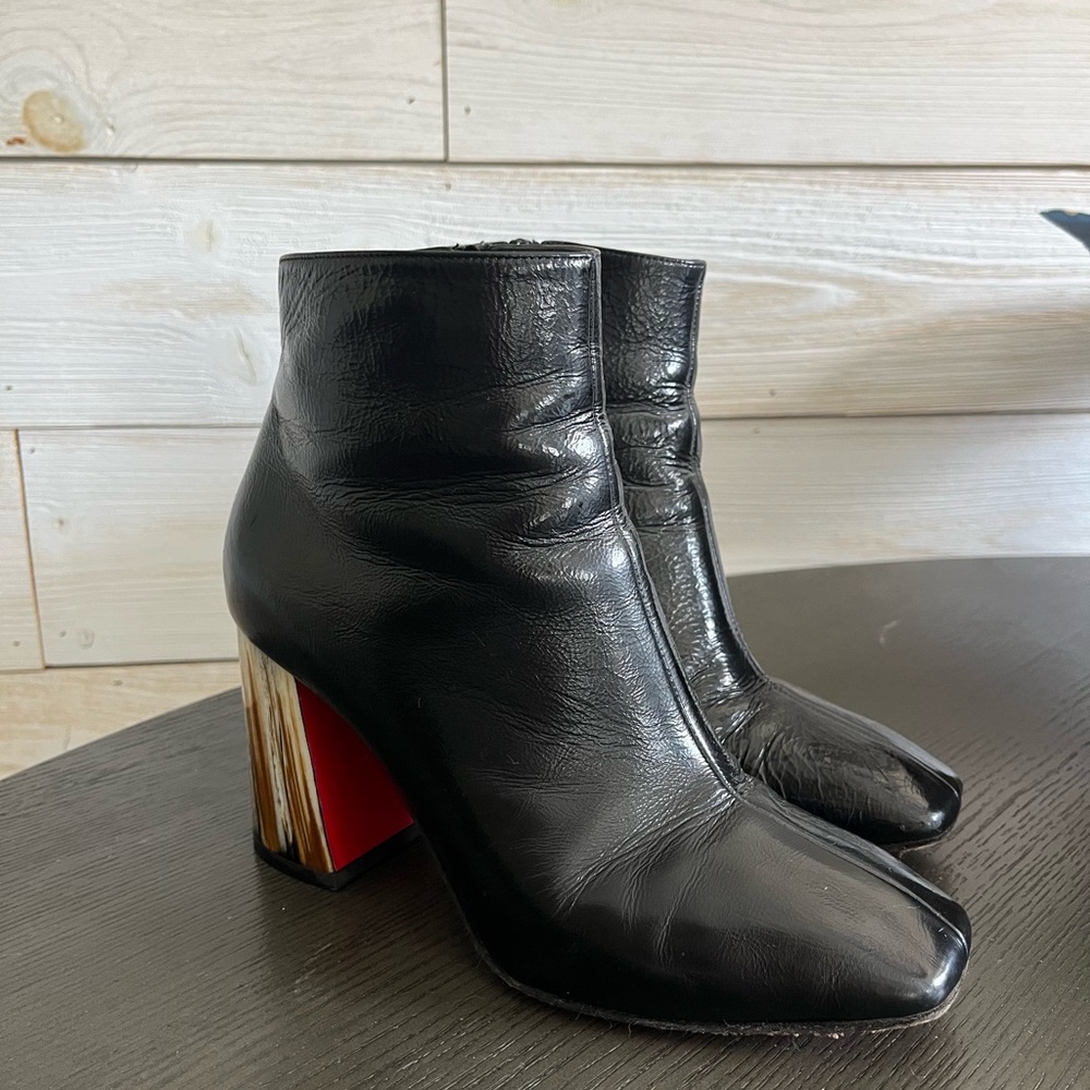 Christian Louboutin Black Heeled Boots with Red Sole